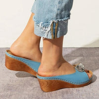 Sophia - Orthopedische Blauwe Bloemen Sleehakken-Blauw-33-State of Style