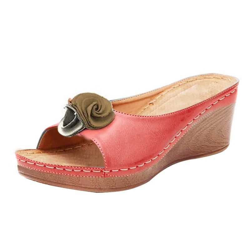 Sophia - Orthopedische Blauwe Bloemen Sleehakken-Roze-33-State of Style
