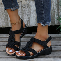 Sophia - Orthopedische Zwarte Bloemen Sandalen-Zwart-34-State of Style