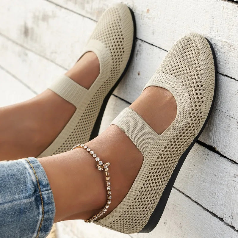 Sophie - Orthopedische Beige Mesh Ballerina's-Beige-36-State of Style
