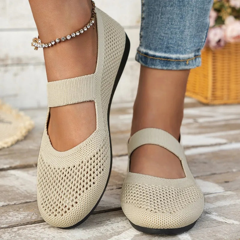 Sophie - Orthopedische Beige Mesh Ballerina's-Beige-36-State of Style