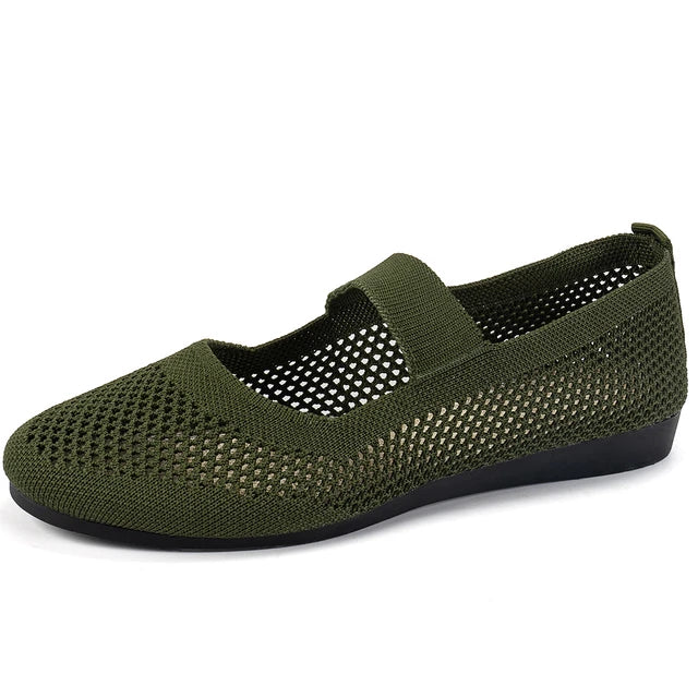 Sophie - Orthopedische Beige Mesh Ballerina's-Groen-36-State of Style