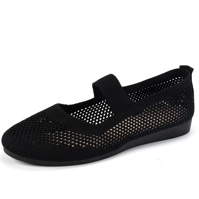Sophie - Orthopedische Beige Mesh Ballerina's-Zwart-36-State of Style