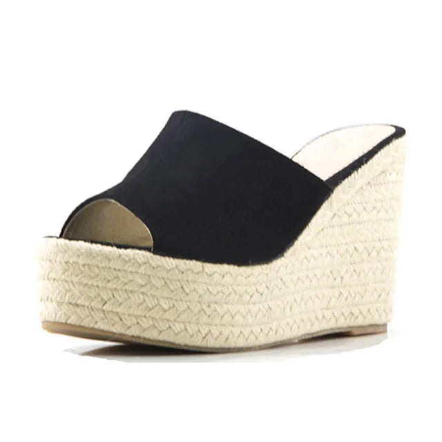 Sophie - Orthopedische Beige Sleehak Slippers-Zwart 10.5cm Hoogte-3-State of Style