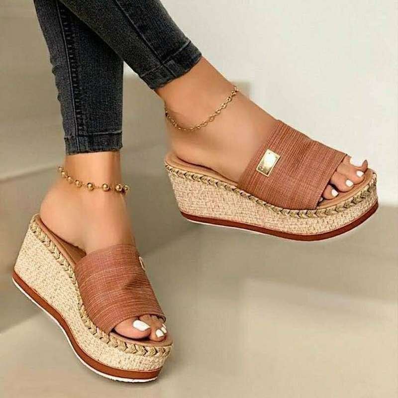 Sophie - Orthopedische Zwart Espadrille Wedges-Beige-35-State of Style