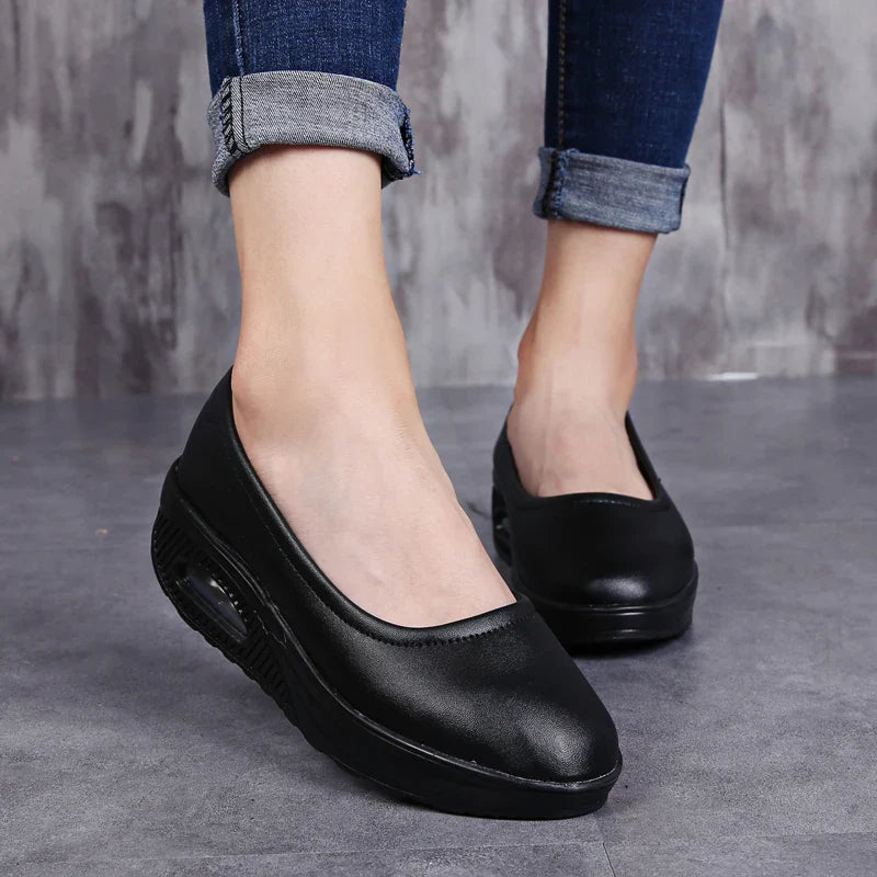 Sophie - Orthopedische Zwarte Comfort Wedges-Zwart-36-State of Style