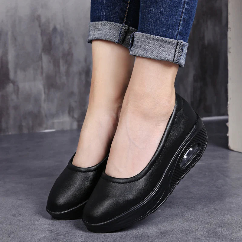 Sophie - Orthopedische Zwarte Comfort Wedges-Zwart-36-State of Style