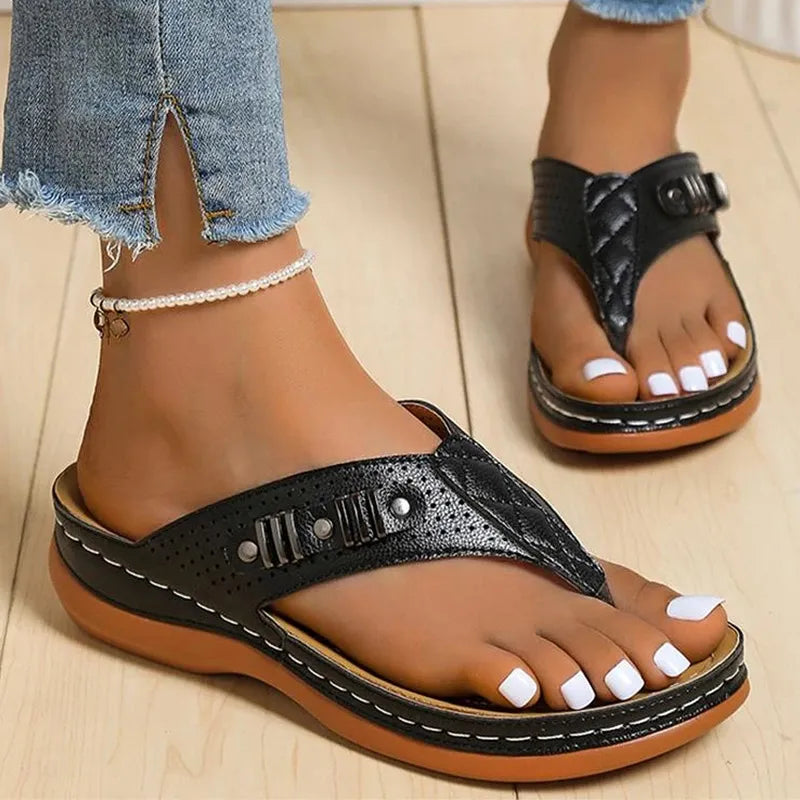 Sophie - Orthopedische Zwarte Stijlvolle Sandalen-Zwart-34-State of Style