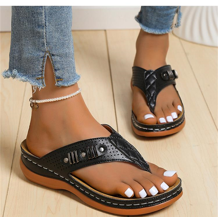 Sophie - Orthopedische Zwarte Stijlvolle Sandalen-Zwart-34-State of Style