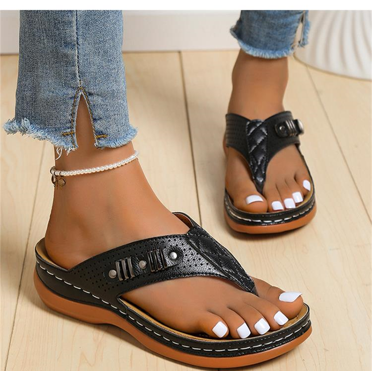 Sophie - Orthopedische Zwarte Stijlvolle Sandalen-Zwart-34-State of Style