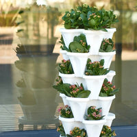 Space-saving Stackable Plant Pots - StrawberryStack-White-State of Style
