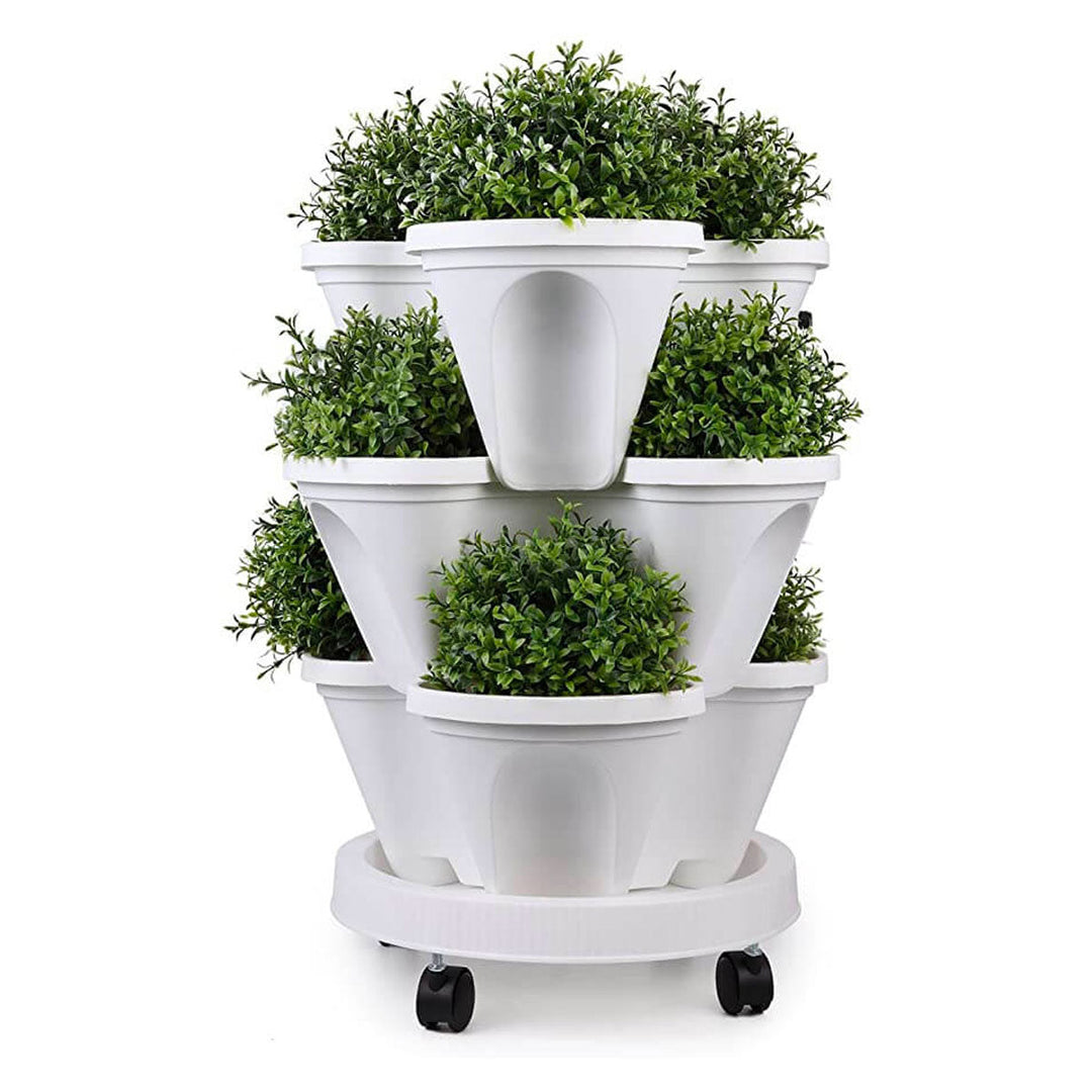 Space-saving Stackable Plant Pots - StrawberryStack-White-State of Style