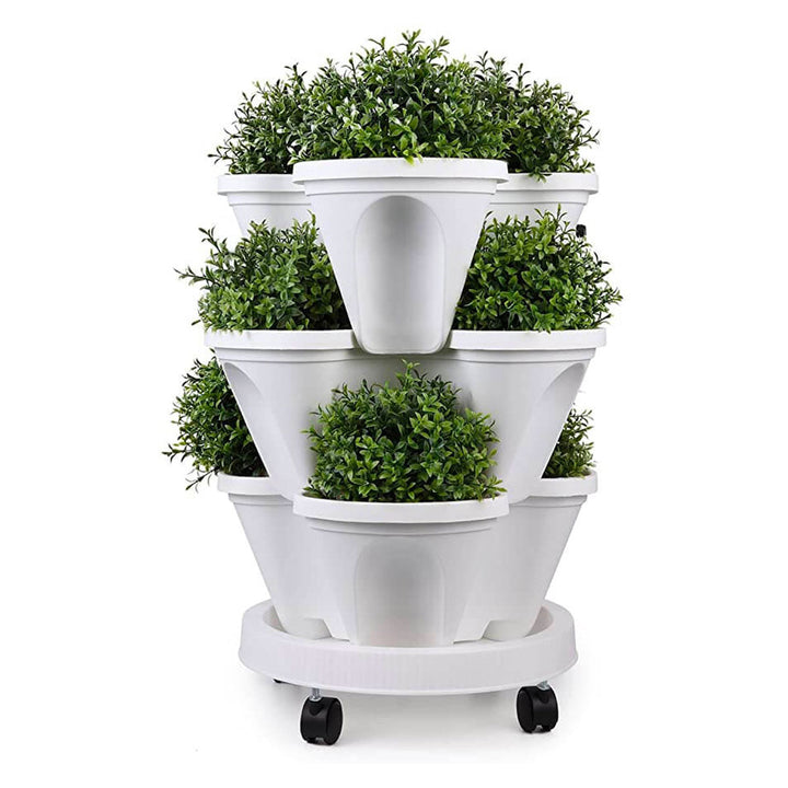 Space-saving Stackable Plant Pots - StrawberryStack-White-State of Style