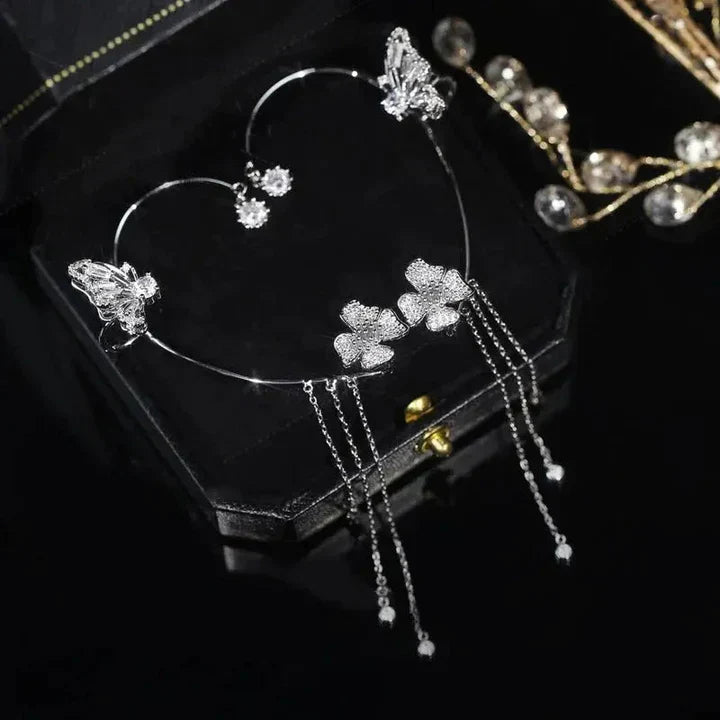 Sparkling Butterfly Ear Cuffs-Silver-State of Style