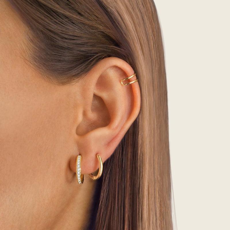 Sparkling Zirconia Hoop Earrings – Iriana-Gold-State of Style