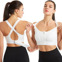 Sports bra with zipper & strong support – Mira (Buy 1, Get 1 Free)-White-S-State of Style