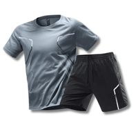 Sports outfit for men – T-shirt and shorts for training & leisure-Dark grey-M-State of Style