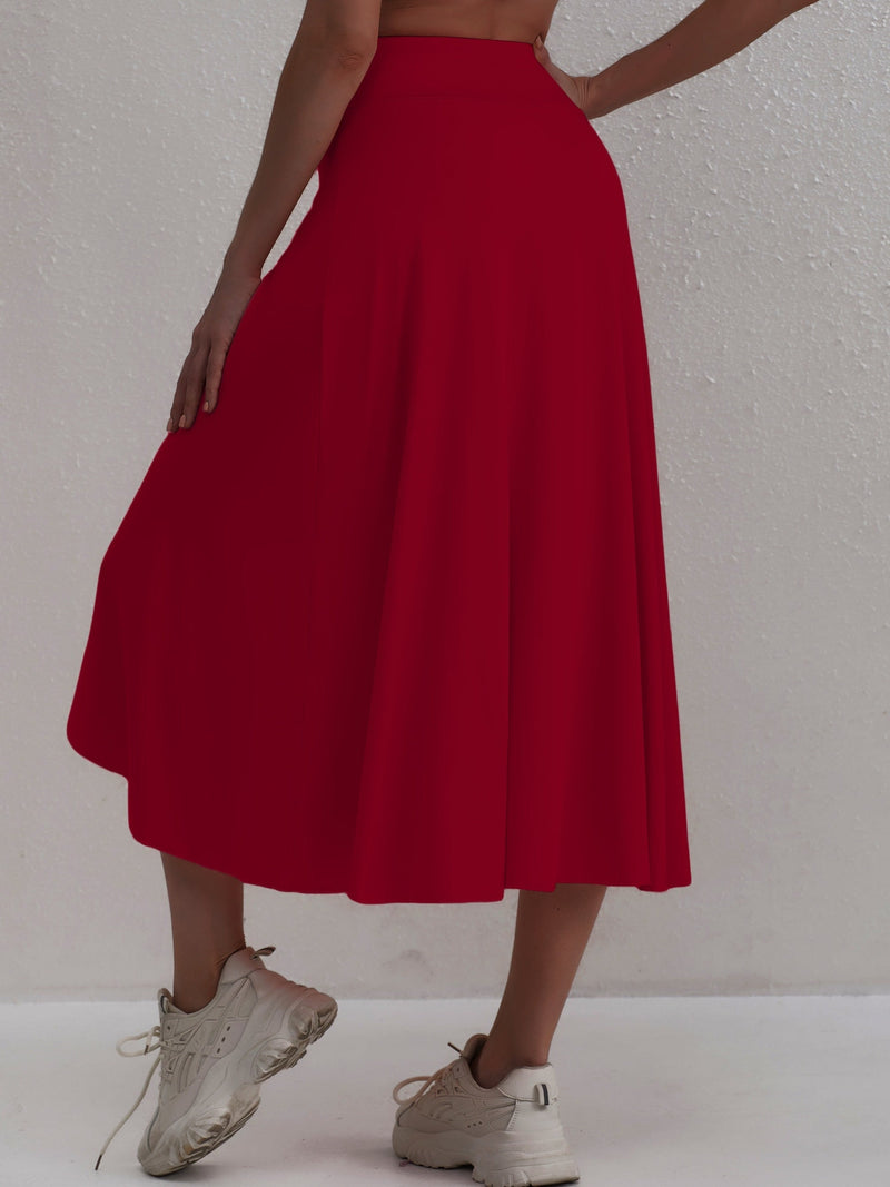 Sporty women's skirt with a high waistband & asymmetric cut – Alexia-Coral-S-State of Style