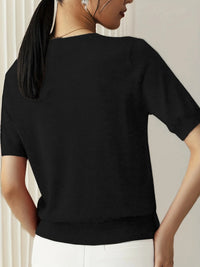 Spring Sweater with Short Sleeves – Mira-Grey-XS-State of Style