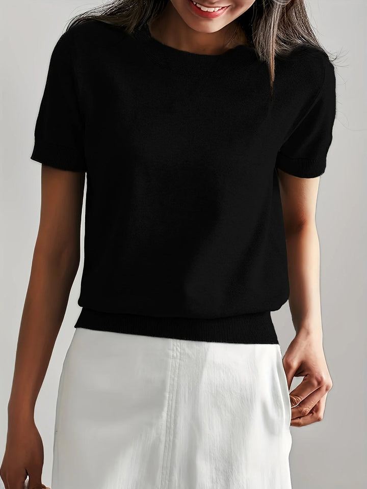 Spring Sweater with Short Sleeves – Mira-Grey-XS-State of Style