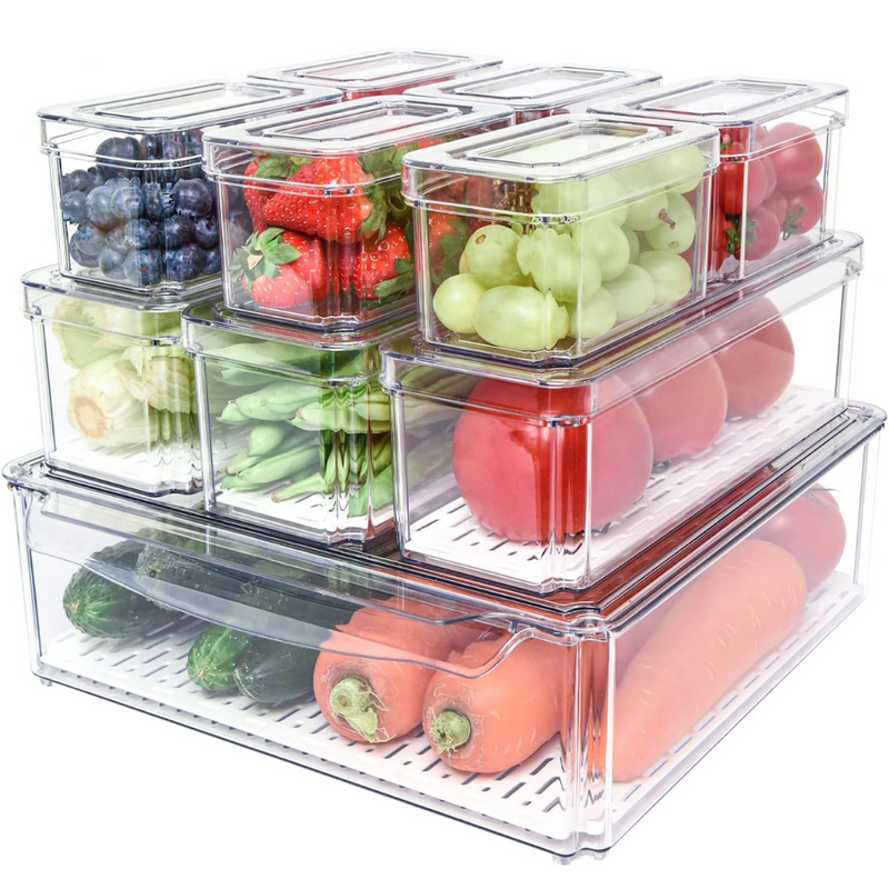 Stackable Fridge Organizer Set of 10 - FridgeMaster-State of Style