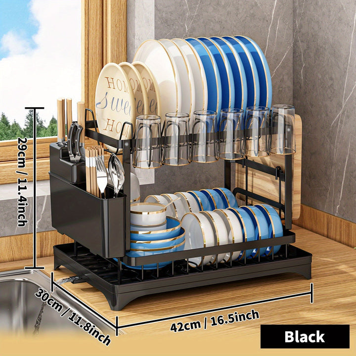 Stainless Steel Kitchen Dish Rack - Livano-Black-State of Style