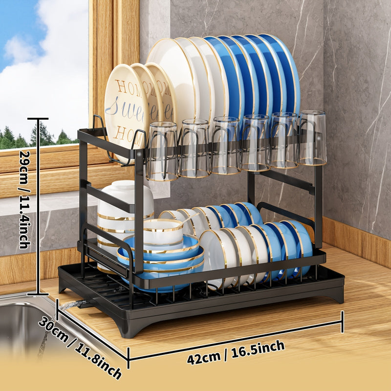 Stainless Steel Kitchen Dish Rack - Livano-White-State of Style