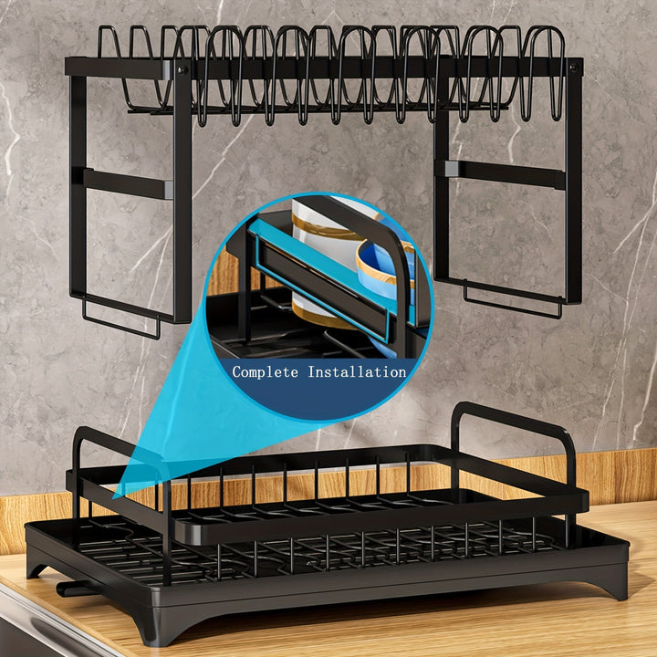 Stainless Steel Kitchen Dish Rack - Livano-White-State of Style