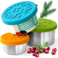 Stainless Steel Lunch Box Set with Lids – 100ml, 200ml, 400ml-Orange/Blue/Green-State of Style