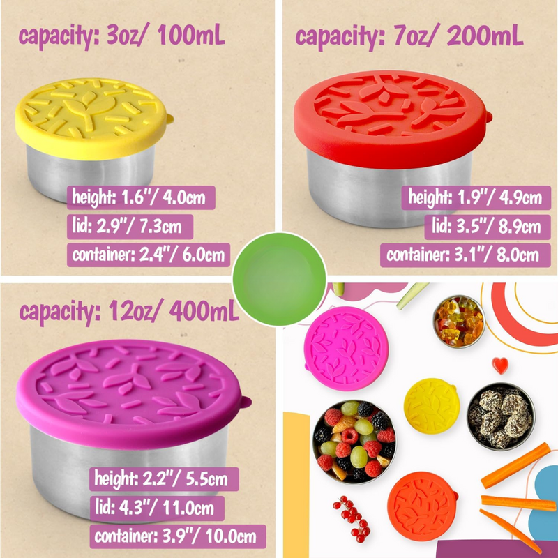 Stainless Steel Lunch Box Set with Lids – 100ml, 200ml, 400ml-Transparent-State of Style