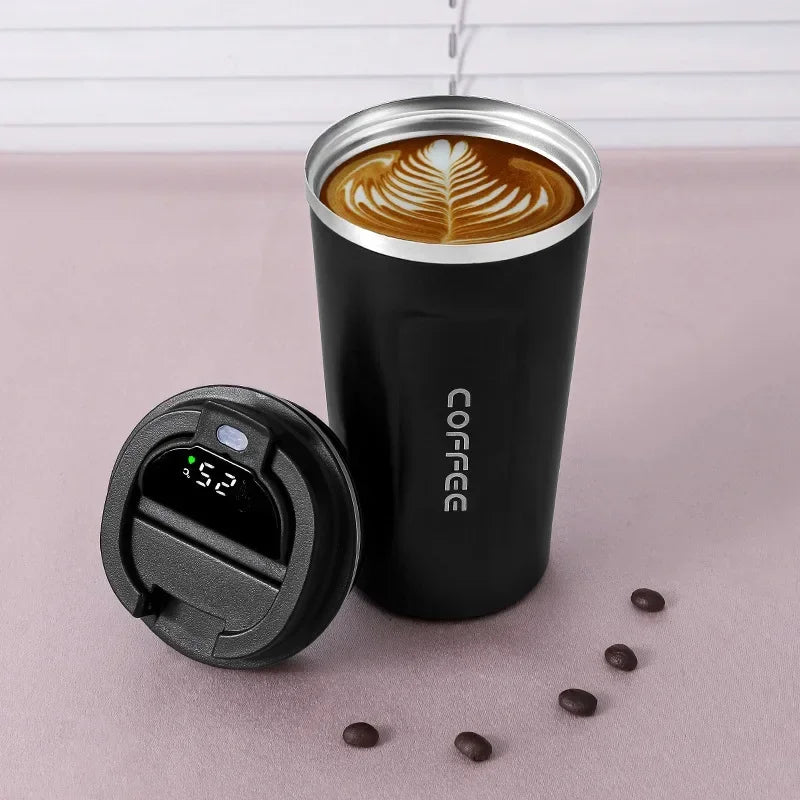 Stainless Steel Thermo Mug with Smart Temperature Display - TempMate-Black-380ML-State of Style