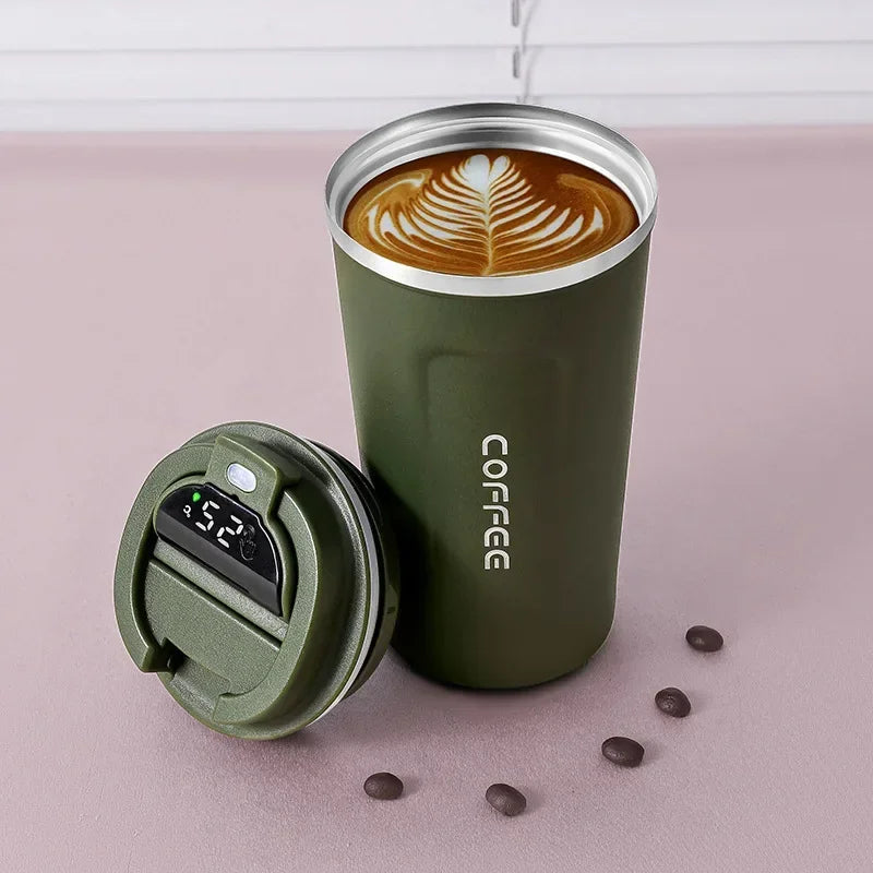 Stainless Steel Thermo Mug with Smart Temperature Display - TempMate-Green-380ML-State of Style