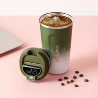 Stainless Steel Thermo Mug with Smart Temperature Display - TempMate-Green-White-380ML-State of Style