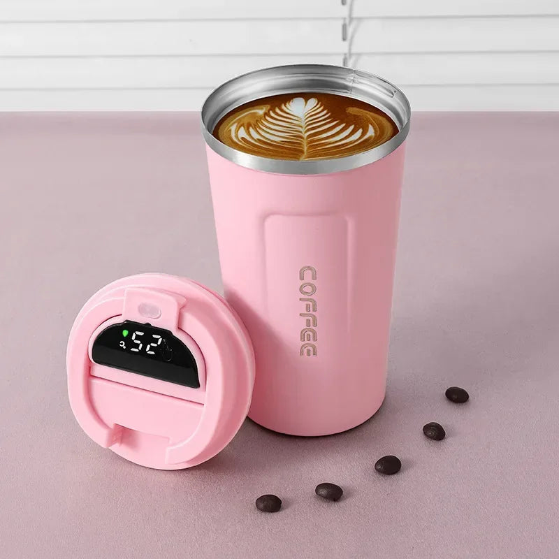 Stainless Steel Thermo Mug with Smart Temperature Display - TempMate-Pink-380ML-State of Style