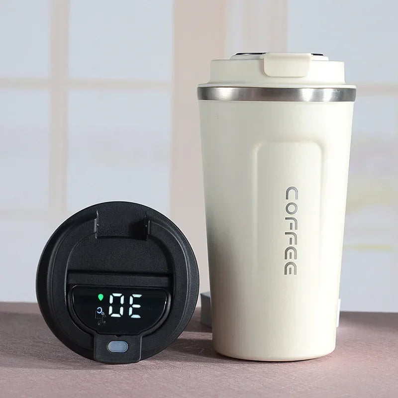 Stainless Steel Thermo Mug with Smart Temperature Display - TempMate-Pink Portable Rope-380ML-State of Style
