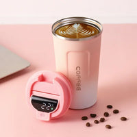 Stainless Steel Thermo Mug with Smart Temperature Display - TempMate-Pink-White-380ML-State of Style