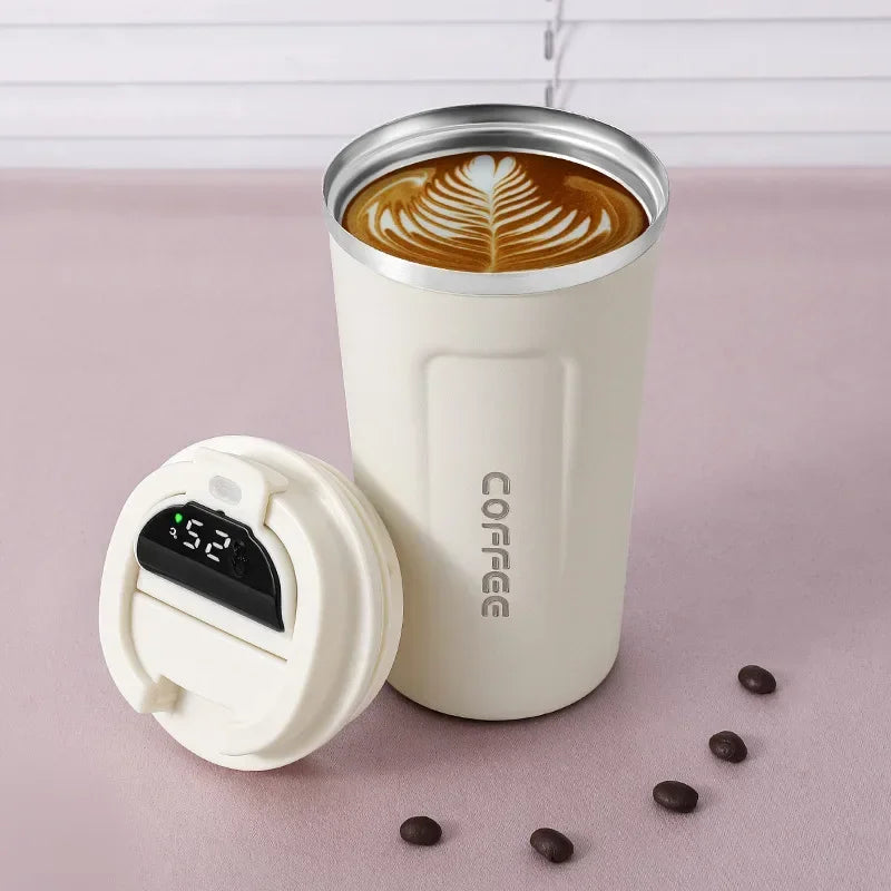 Stainless Steel Thermo Mug with Smart Temperature Display - TempMate-White-380ML-State of Style