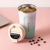 Stainless Steel Thermo Mug with Smart Temperature Display - TempMate-White-Green-380ML-State of Style