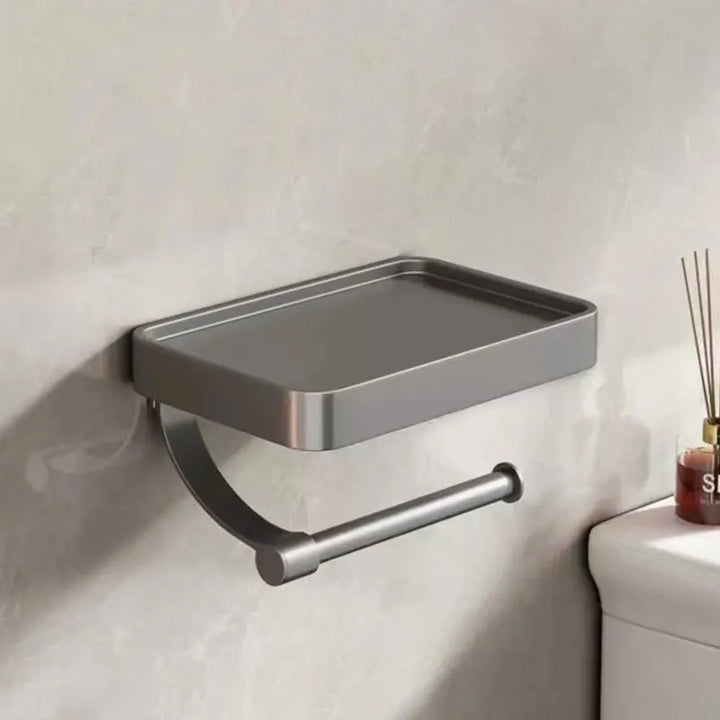 Stalux Toilet Roll Holder with Shelf-Black-State of Style