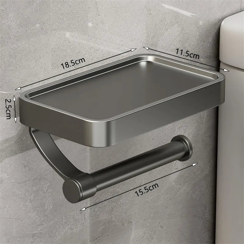 Stalux Toilet Roll Holder with Shelf-Black-State of Style