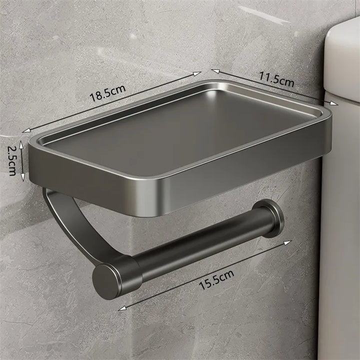 Stalux Toilet Roll Holder with Shelf-Black-State of Style