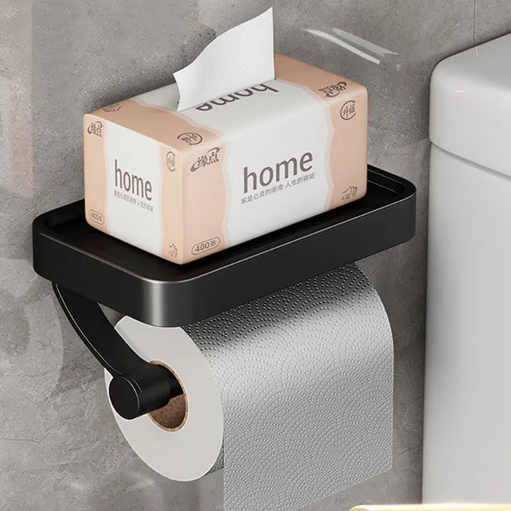 Stalux Toilet Roll Holder with Shelf-Black-State of Style