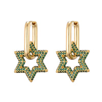 Star Crystal Hoop Earrings | Sparkling Women's Jewellery-GREEN-State of Style