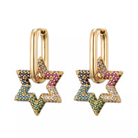 Star Crystal Hoop Earrings | Sparkling Women's Jewellery-MULTI-COLOURED-State of Style