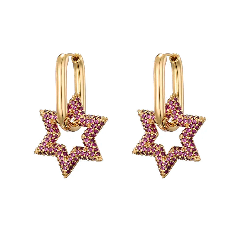 Star Crystal Hoop Earrings | Sparkling Women's Jewellery-ROSE-State of Style