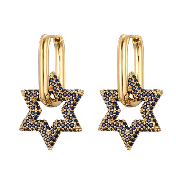Star Crystal Hoop Earrings | Sparkling Women's Jewellery-ROYAL BLUE-State of Style