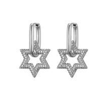 Star Crystal Hoop Earrings | Sparkling Women's Jewellery-SILVER-State of Style