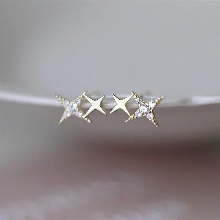 Star-shaped Stud Earrings with Zirconia - Lyra-Gold-State of Style