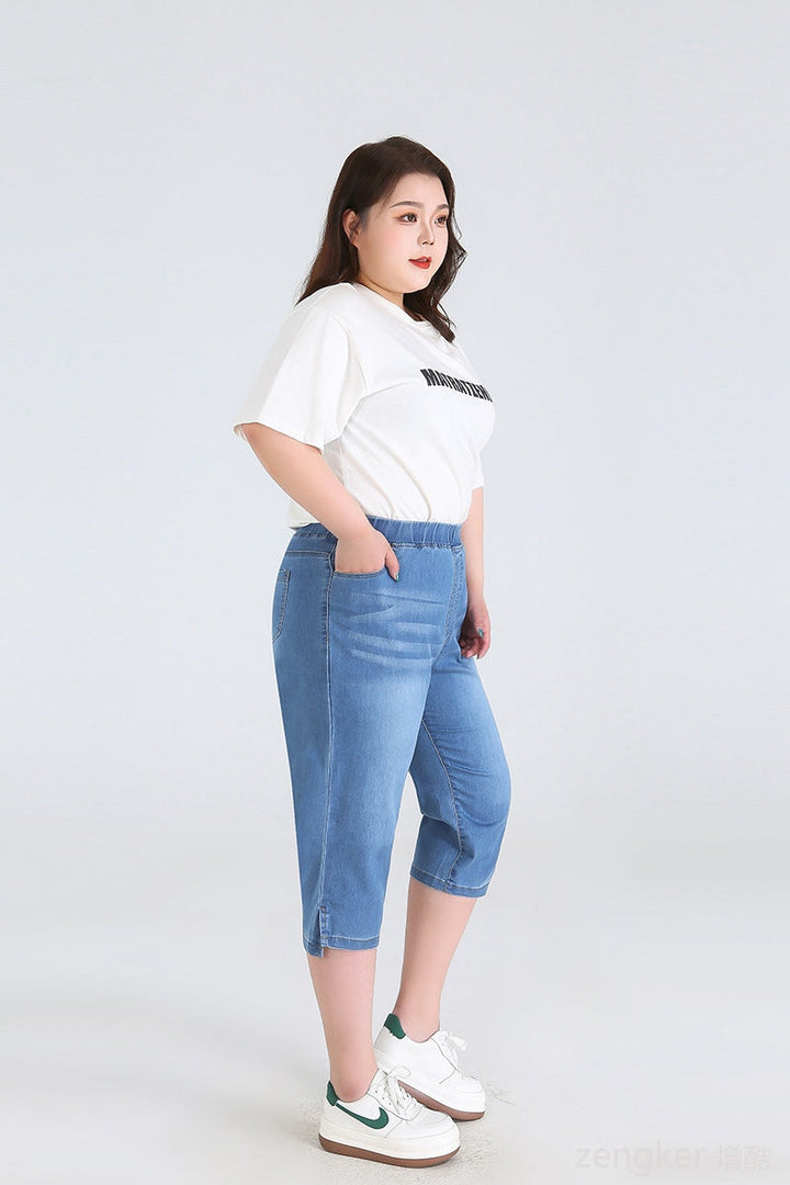 Stay Cool in Plus-Size High-Waisted Summer Shorts!-Sky Blue-2XL-State of Style