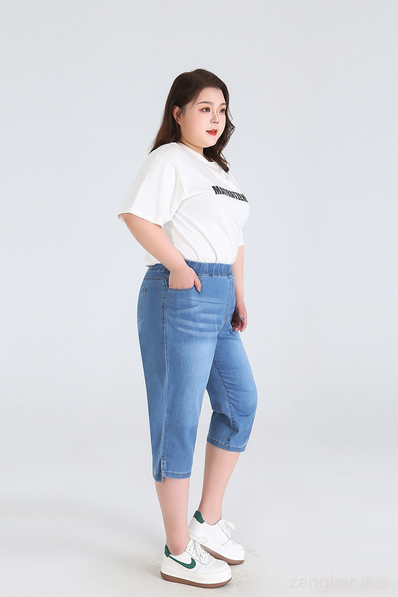 Stay Cool in Plus-Size High-Waisted Summer Shorts!-Sky Blue-2XL-State of Style